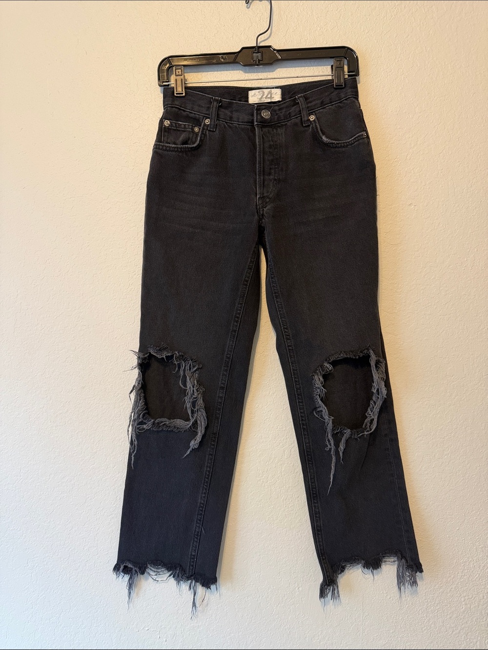 We The Free Maggie Black Distressed Straight-Leg Jeans - Picture 2 of 7